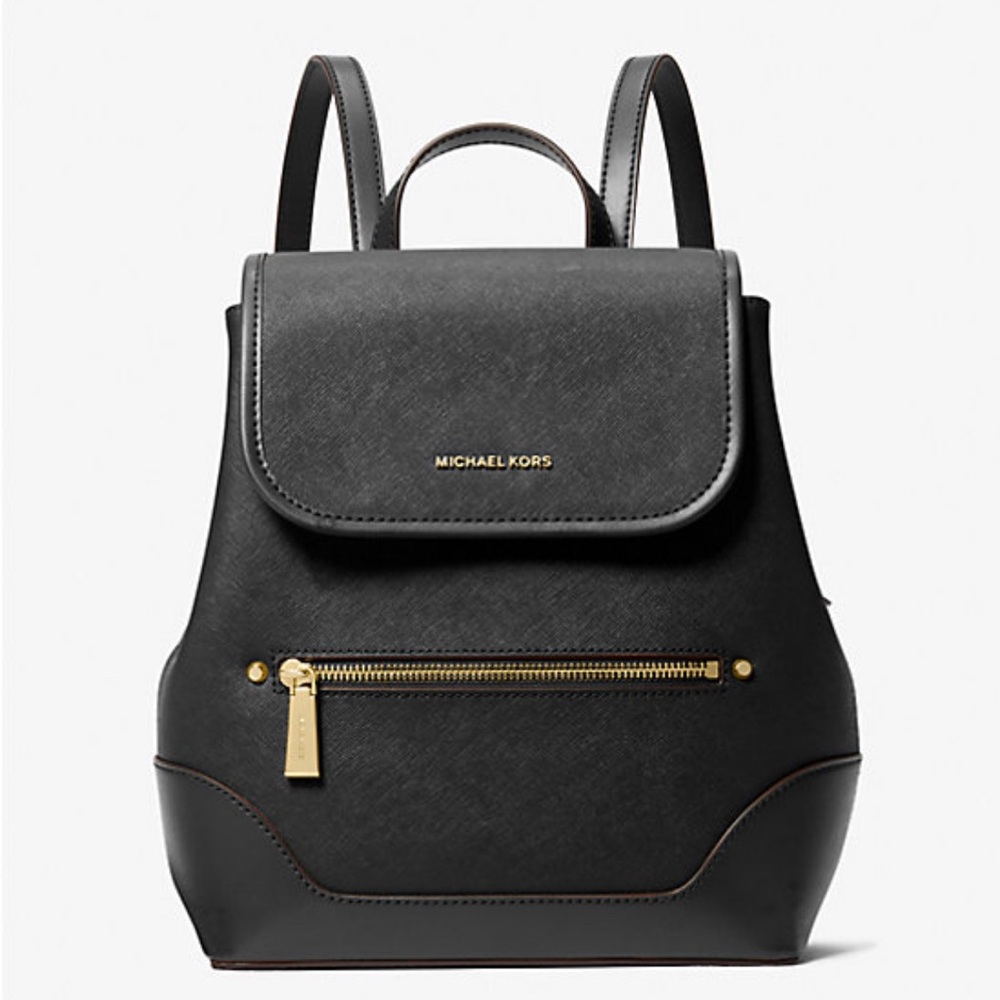 Michael Kors Black Harrison Saffiano Leather Backpack